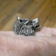 Load image into Gallery viewer, Wolf&#39;s Head Ring | 925 Sterling Silver | Life like fine detail | Crystal Heart Melbourne since 1986  | Fenrir | Shaman | Shapeshifter | Lupus