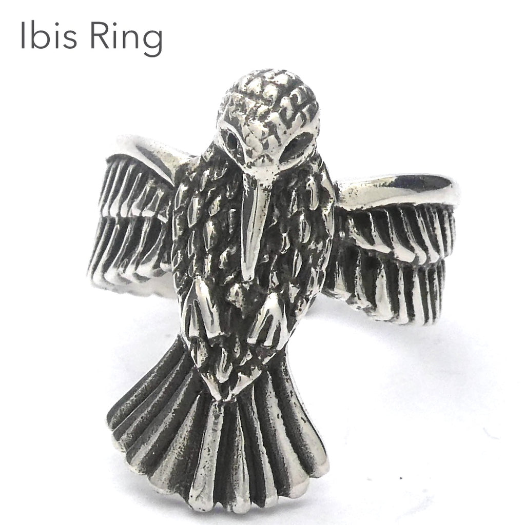 Ibis Ring | 925 Sterling Silver | Animal Totem | Thoth | US Size 7 | Crystal Heart Melbourne 1986  | Shaman | Shapeshifter 
