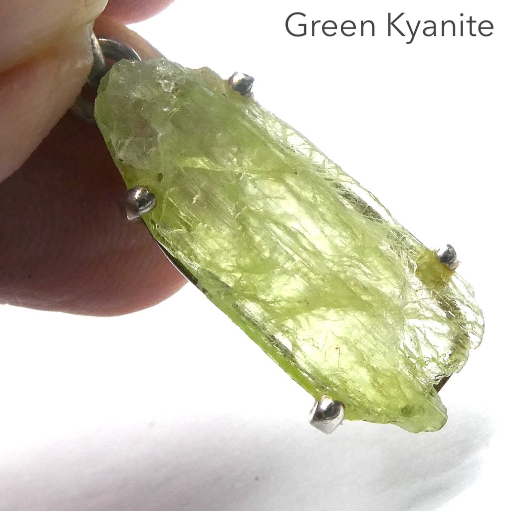 Kyanite Pendant | Lime Green Raw Crystal | 925 Silver | Uplift Protect Clarify protect Heart & Mind | Genuine Gems at Crystal Heart Melbourne Australia est. 1986