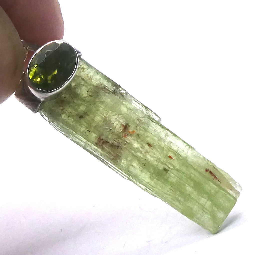 Kyanite Pendant | Lime Green Raw Crystal | Facrted Peridot | 925 Silver | Uplift Protect Clarify | Genuine Gems at Crystal Heart Melbourne Australia est. 1986