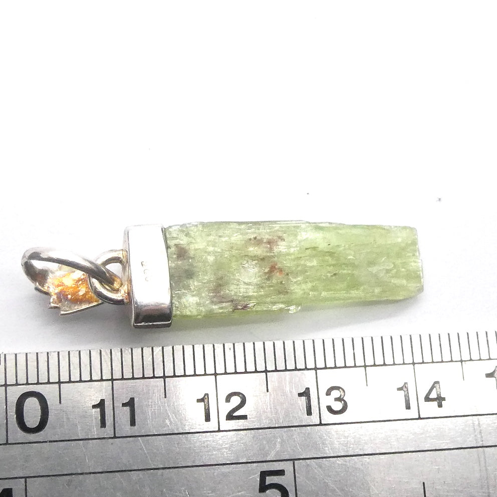 Kyanite Pendant | Lime Green Raw Crystal | Facrted Peridot | 925 Silver | Uplift Protect Clarify | Genuine Gems at Crystal Heart Melbourne Australia est. 1986