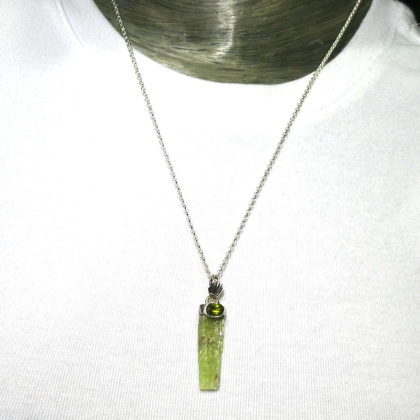 Kyanite Pendant | Lime Green Raw Crystal | Facrted Peridot | 925 Silver | Uplift Protect Clarify | Genuine Gems at Crystal Heart Melbourne Australia est. 1986