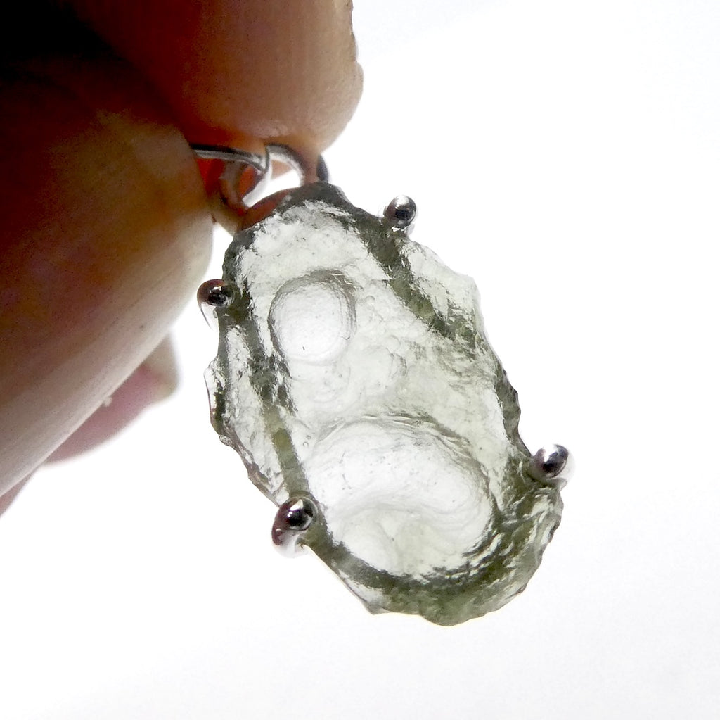 Moldavite Pendant | Raw Natural Moldavite Nugget | 925 Sterling Silver Bezel Setting | Open Back | Natural Green Obsidian | CZ Republic | Intense Personal Heart Transformation | Scorpio Stone | Genuine Gems from Crystal Heart Melbourne Australia since 1986