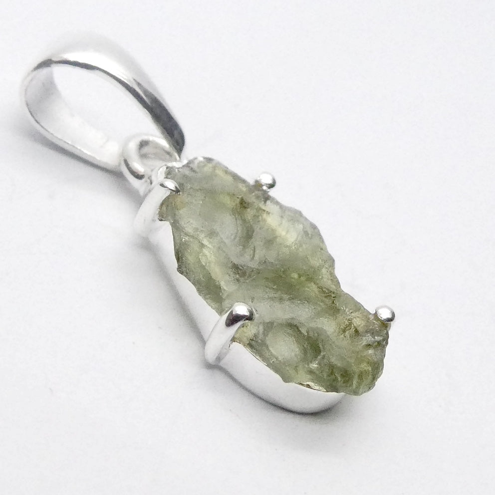 Moldavite Pendant | Raw Natural Moldavite Nugget | 925 Sterling Silver Bezel Setting | Open Back | Natural Green Obsidian | CZ Republic | Intense Personal Heart Transformation | Scorpio Stone | Genuine Gems from Crystal Heart Melbourne Australia since 1986