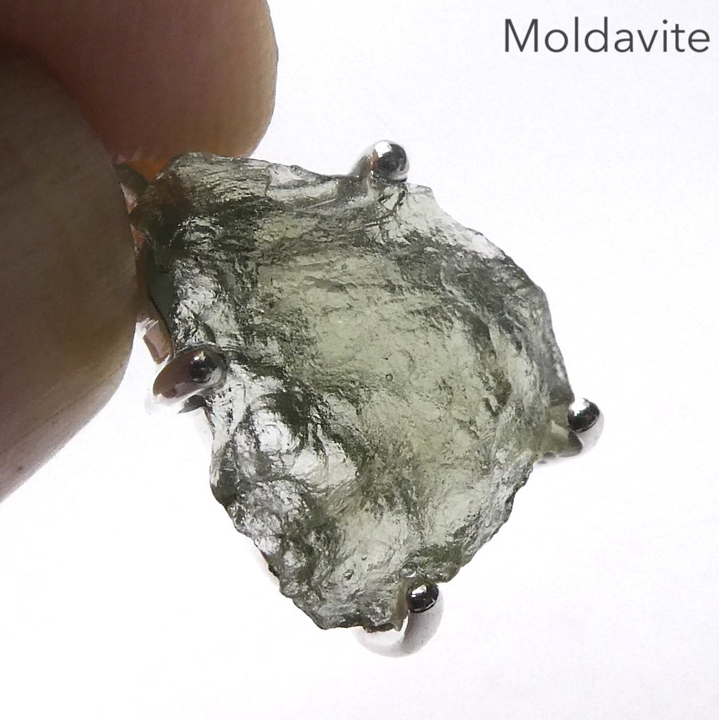 Moldavite Pendant | Raw Nugget | 925 Silver | Natural Green Obsidian | Intense Heart Transformation | Genuine Gems from Crystal Heart Melbourne Australia 1986