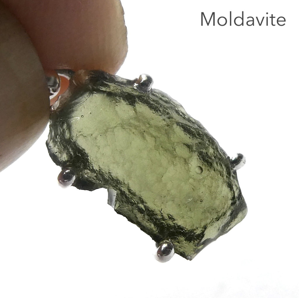 Moldavite Pendant | Raw Nugget | 925 Silver | Natural Green Obsidian | Intense Heart Transformation | Genuine Gems from Crystal Heart Melbourne Australia 1986