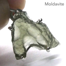 Load image into Gallery viewer, Moldavite Pendant | Raw Nugget | 925 Silver | Natural Green Obsidian | Intense Heart Transformation | Genuine Gems from Crystal Heart Melbourne Australia 1986