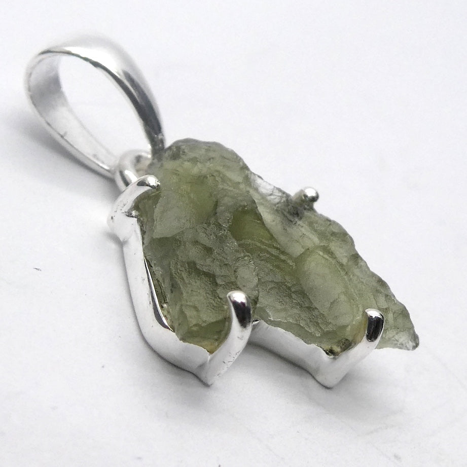 Moldavite Pendant | Raw Nugget | 925 Silver | Natural Green Obsidian | Intense Heart Transformation | Genuine Gems from Crystal Heart Melbourne Australia 1986