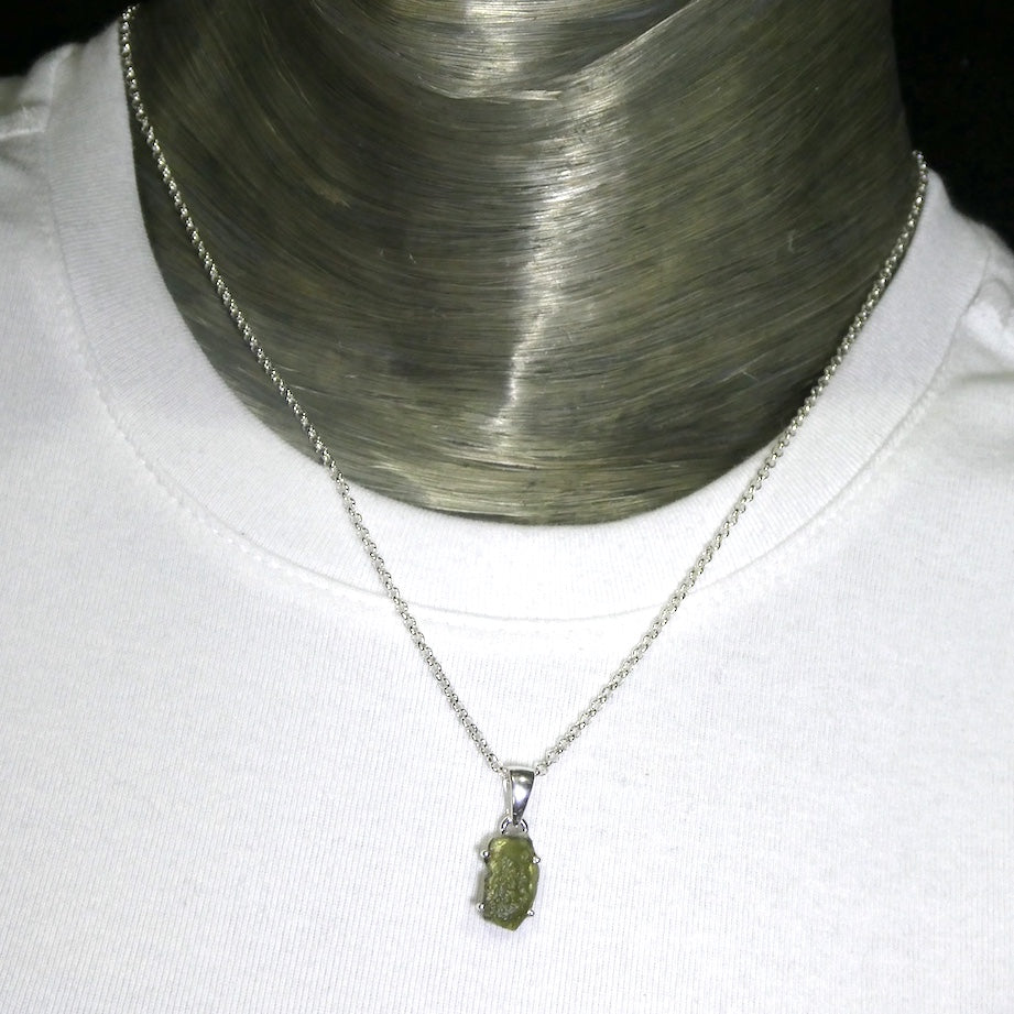 Moldavite Pendant | Raw Nugget | 925 Silver | Natural Green Obsidian | Intense Heart Transformation | Genuine Gems from Crystal Heart Melbourne Australia 1986