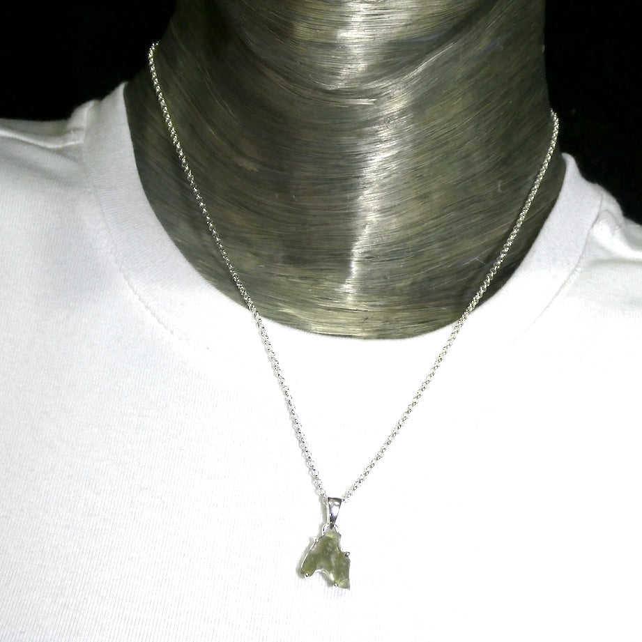 Moldavite Pendant | Raw Nugget | 925 Silver | Natural Green Obsidian | Intense Heart Transformation | Genuine Gems from Crystal Heart Melbourne Australia 1986