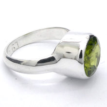 Load image into Gallery viewer, Peridot Ring | Large Faceted Round | A Grade | 925 Sterling Silver | US Size 9.75 | AUS Size T | Leo Stone | Crystal Heart Melbourne Australia since 1986