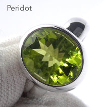 Load image into Gallery viewer, Peridot Ring | Large Faceted Oval | A Grade | 925 Sterling Silver | US Size 8.75 | AUS Size R | Leo Stone | Crystal Heart Melbourne Australia since 1986