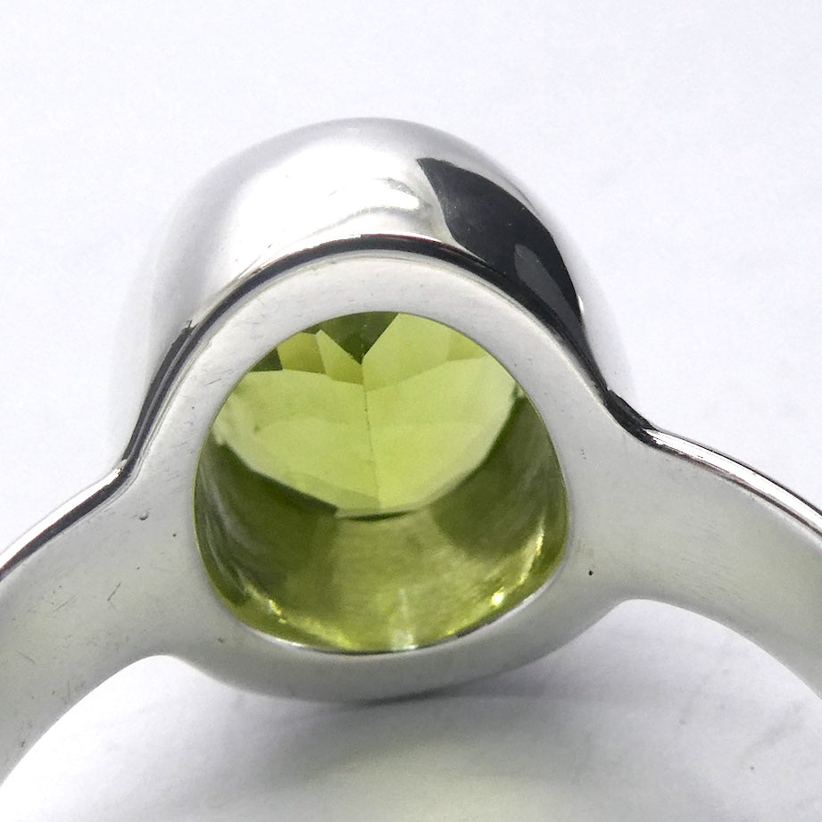 Peridot Ring | Large Faceted Oval | A Grade | 925 Sterling Silver | US Size 8.75 | AUS Size R | Leo Stone | Crystal Heart Melbourne Australia since 1986