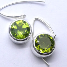 Load image into Gallery viewer, Peridot Earrings | Faceted Round | 925 Sterling Silver | Bezel Set, Designer Hooks |Joyful Heart Prosperity | Genuine Gems Crystal Heart Australia since 1986