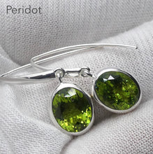 Load image into Gallery viewer, Peridot Earrings | Faceted Ovals | 925 Sterling Silver | Bezel Set, Designer Hooks |Joyful Heart Prosperity | Genuine Gems Crystal Heart Australia since 1986