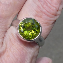 Load image into Gallery viewer, Peridot Ring | Large Faceted Round | A Grade | 925 Sterling Silver | US Size 9.75 | AUS Size T | Leo Stone | Crystal Heart Melbourne Australia since 1986