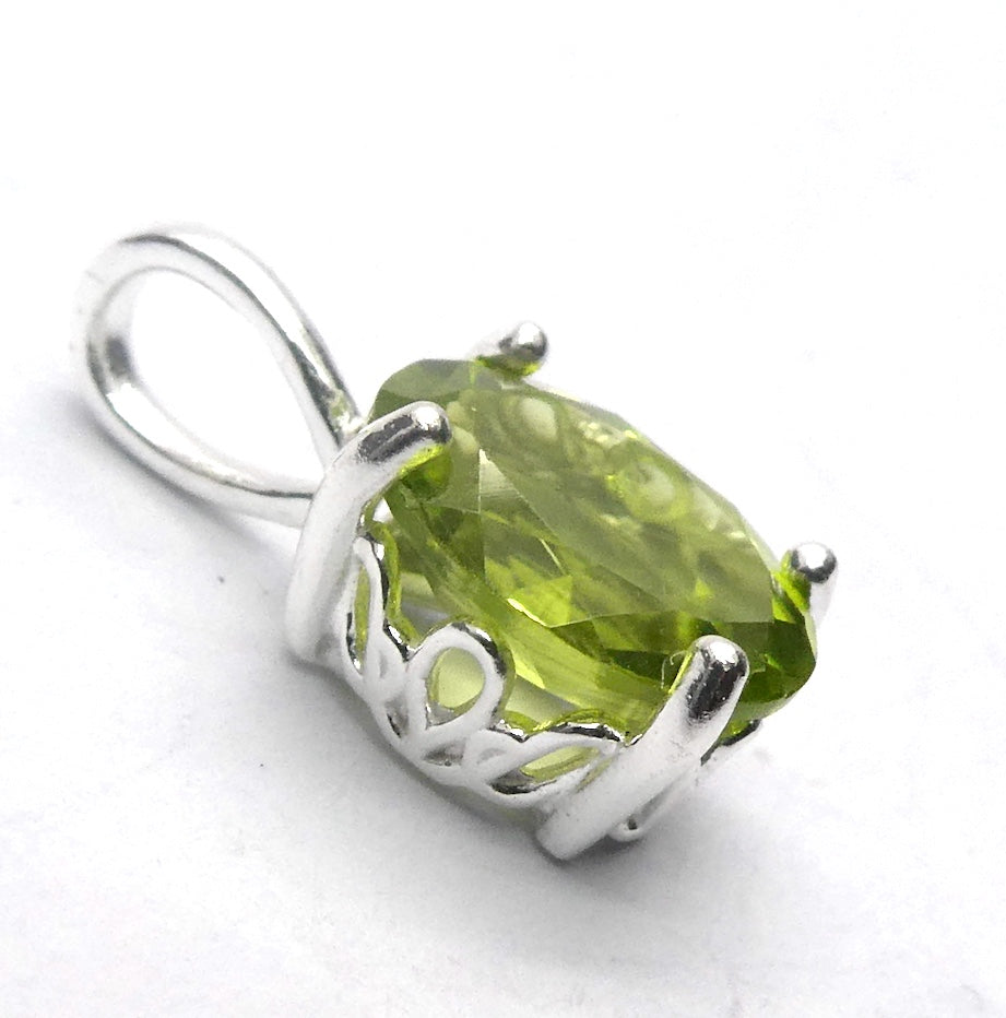 Peridot Pendant | Dainty Faceted Ovals | 925 Sterling Silver|  Prong Set | Overcome nervous tension | Joyful Heart | Crystal Heart Melbourne Australia Est 1986