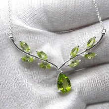 Load image into Gallery viewer, Peridot Necklacl |A Grade Faceted Stones | 925 Sterling Silver | Nature Theme | Dainty Setting | Genuine Gemstones from Crystal Heart Melbourne Est 1986