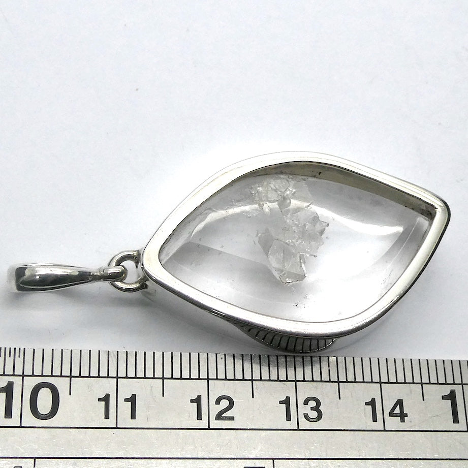 Manifestation Quartz Pendant, Freeform Cabochon, 925 Sterling Silver