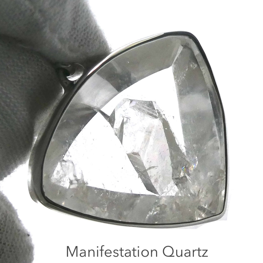 Manifestion Quartz Pendant | Teardrop Cabochon | Superior 925 Sterling Silver Setting | Genuine Gems from Crystal Heart Melbourne Australia since 1986