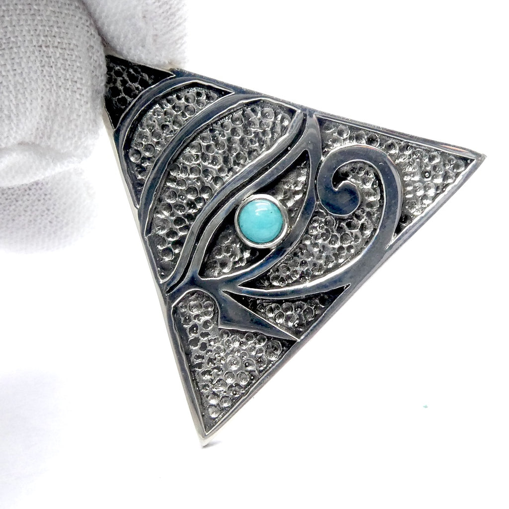 Amazonite Pendant | Horus Eye | Pyramid | Lovely Colour | 925 Sterling Silver | Turquoise Blue | Genuine gems from Crystal Heart Melbourne Australia since 1986