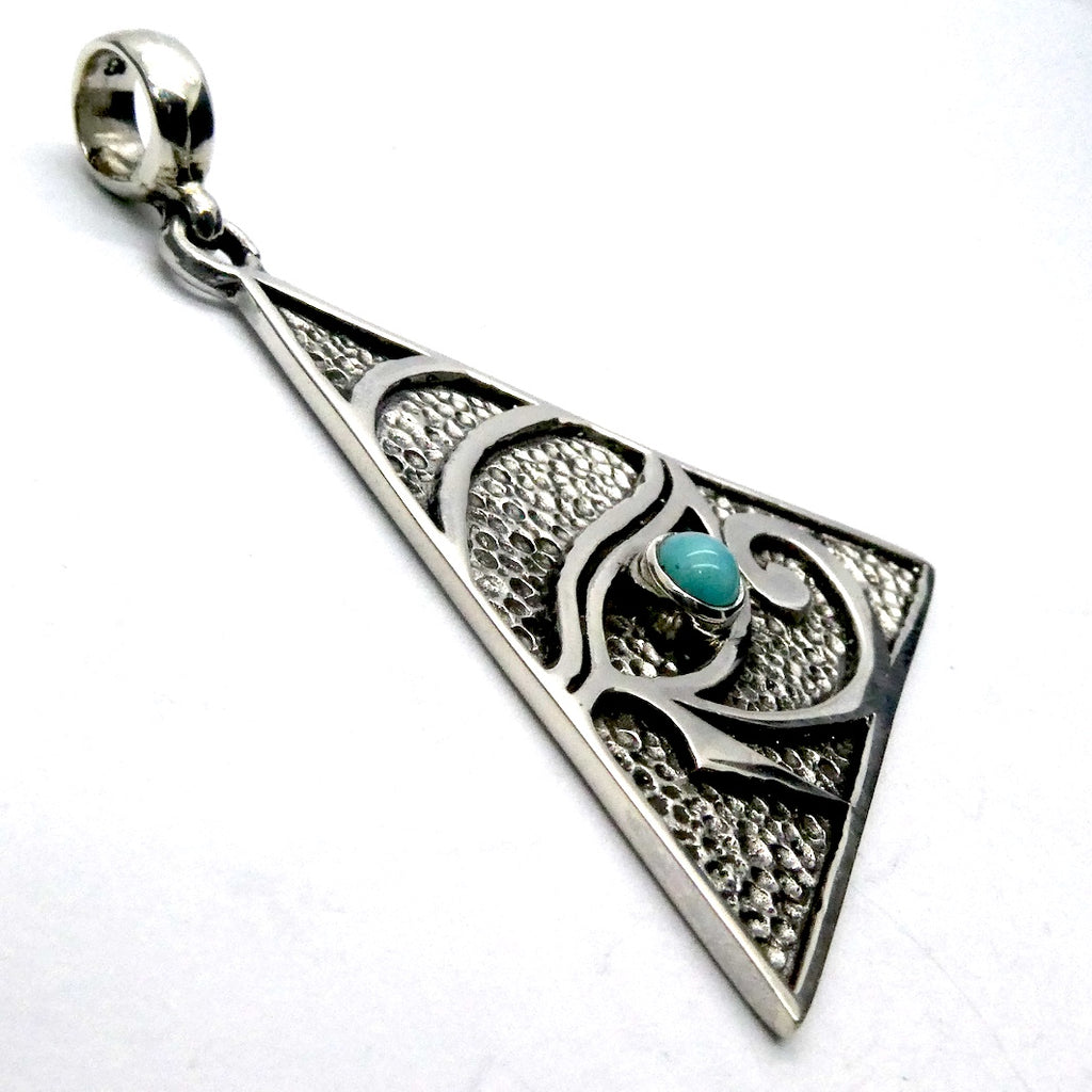 Amazonite Pendant | Horus Eye | Pyramid | Lovely Colour | 925 Sterling Silver | Turquoise Blue | Genuine gems from Crystal Heart Melbourne Australia since 1986