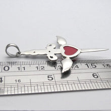 Load image into Gallery viewer, Garnet Dagger Pendant Transfixing Winged Heart, 925 Sterling Silver