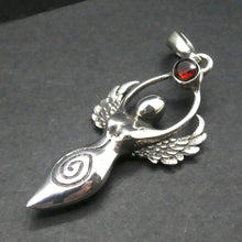 Load image into Gallery viewer, Winged Neolithic Goddess Penndant  | Faceted Garnet | 925 Sterling Silver | Genuine Gems from Crystal Heart Melbourne Australia since 1986