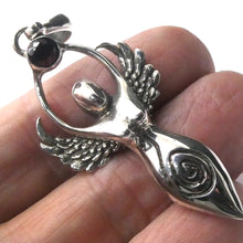 Load image into Gallery viewer, Winged Neolithic Goddess Penndant  | Faceted Garnet | 925 Sterling Silver | Genuine Gems from Crystal Heart Melbourne Australia since 1986