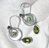 Earrings Mother of Pearl Crescent Moon | Faceted Peridot Teardrops | Hooks | 925 Sterling Silver | Genuine Gems from Crystal Heart Melbourne Australia 1986
