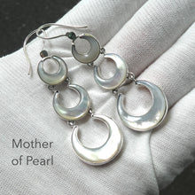 Load image into Gallery viewer, Mother of Pearl Earrings | 3 Basket Moons | 925 Sterling Silver | Genuine Gems from Crystal Heart Melbourne Australia 1986
