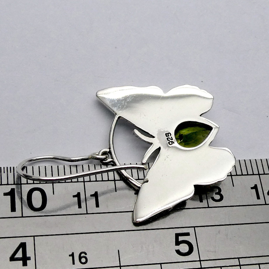 Butterfly Earrings | 925 Sterling silver | Faceted Peridot Teardrop | Inspire Evolution to Beauty | Genuine Gems from Crystal Heart Melbourne Australia since 1986