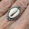 Cowrie Shell Ring | 925 Sterling Silver |Silver Ball work | US Size 8 | AUS Size P1/2  |Protection | fertility | abundance | Crystal Heart Australia Est 1986 