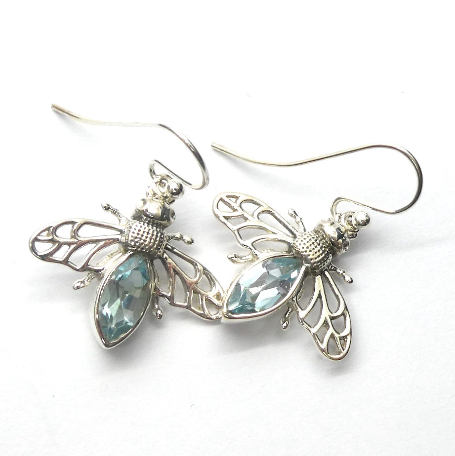 Bee Jewelry Earrings | 925 Sterling silver | Faceted Blue Topaz | Creativity fertility Goddess wisdom power | Melissa | Crystal Heart Melbourne Australia 1986