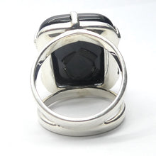 Load image into Gallery viewer, Black Onyx Ring | 925 Sterling Silver|  Large Square Faceted | US Size 9 | Personally Empowering | Genuine Gems from Crystal Heart Melbourne Australia Est 1986