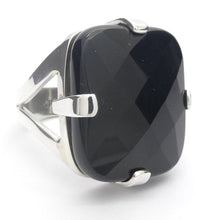 Load image into Gallery viewer, Black Onyx Ring | 925 Sterling Silver Setting  | Square cabochon | US Size 8 | Personally Empowering | Genuine Gems from Crystal Heart Melbourne Australia since 1986