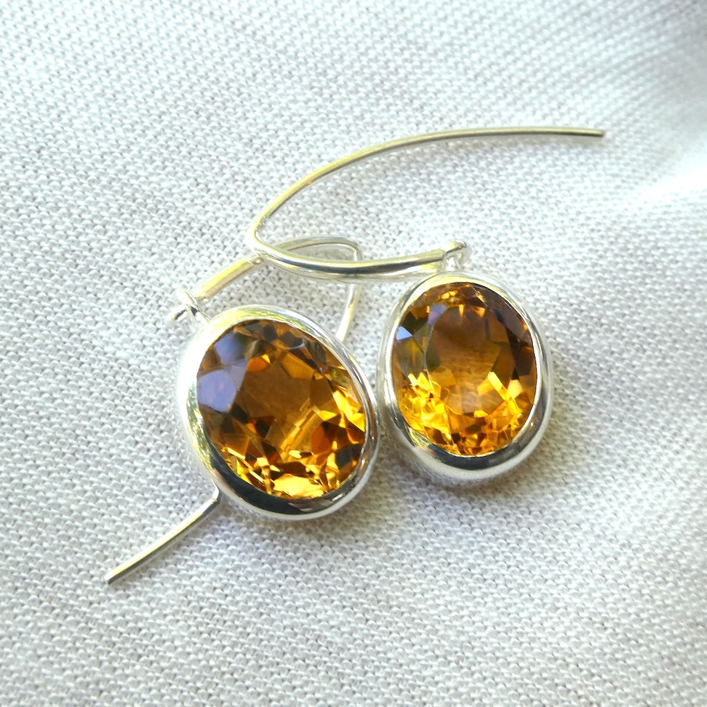 Honey Citrine Gemstone Earrings | Faceted Ovals | AAA Grade | 925 Sterling Silver  | Genuine Gems from Crystal Heart Melbourne Australia since 1986
