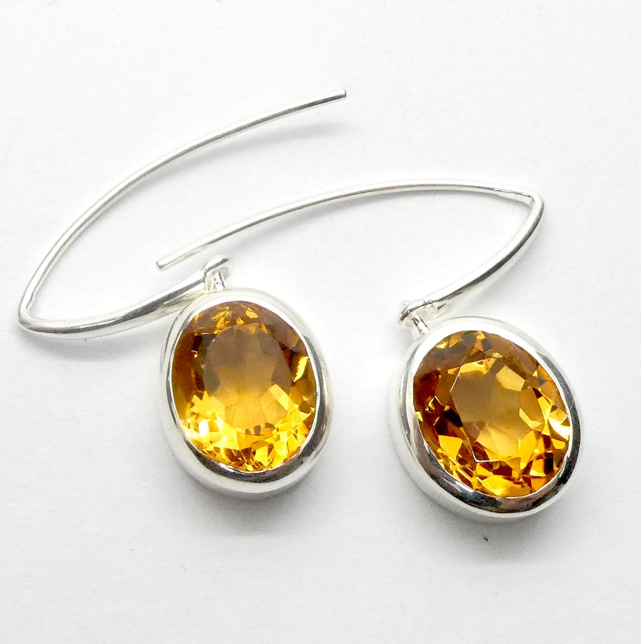 Honey Citrine Gemstone Earrings | Faceted Ovals | AAA Grade | 925 Sterling Silver  | Genuine Gems from Crystal Heart Melbourne Australia since 1986
