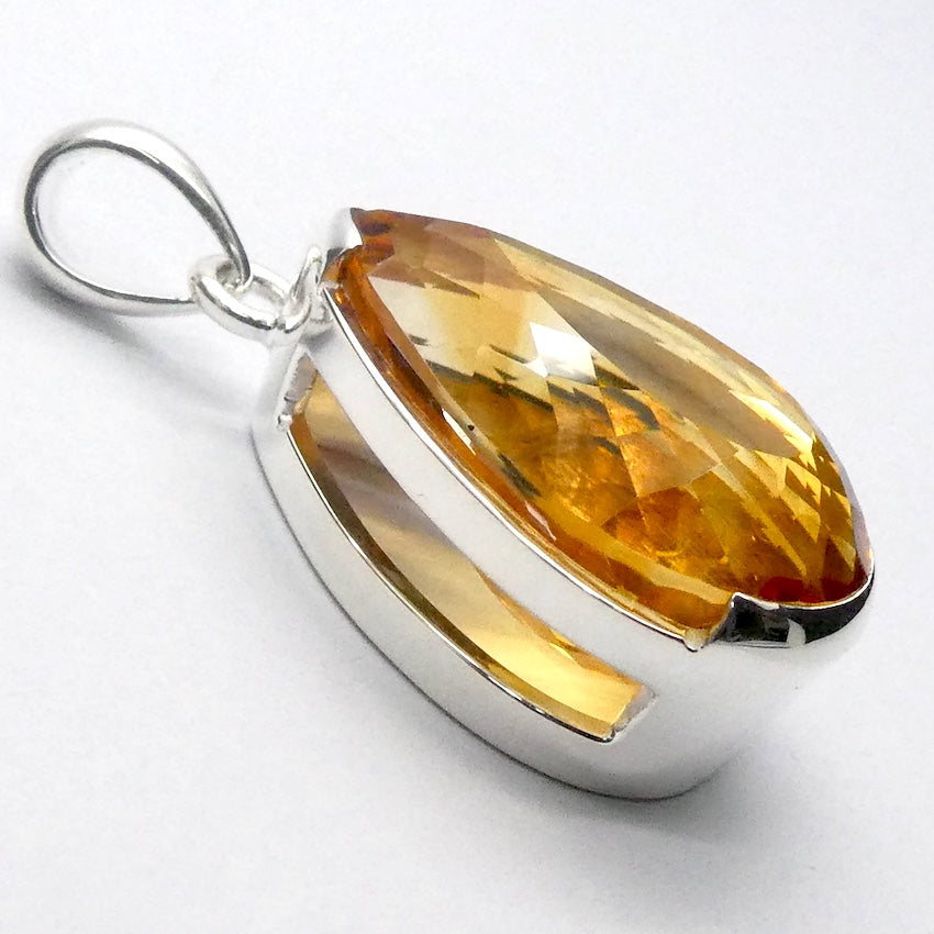 Citrine Gemstone Pendant | Faceted AAA Teardrop | Deep natural honey | 925 Sterling Silver  | Genuine Gems from Crystal Heart Melbourne Australia since 1986
