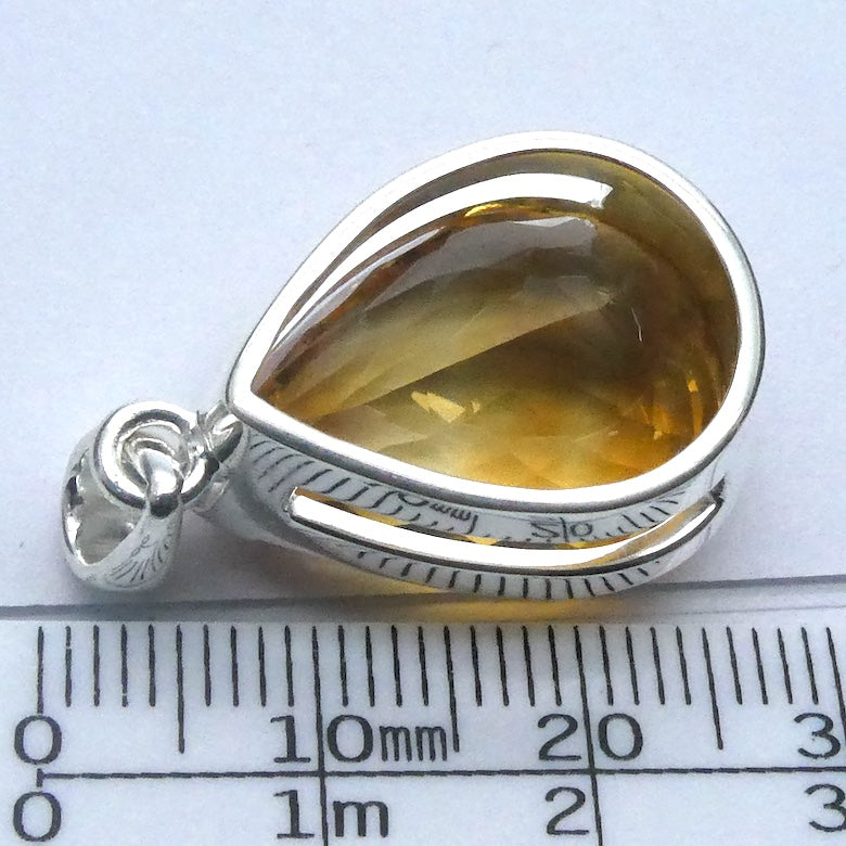 Citrine Gemstone Pendant | Faceted AAA Teardrop | Deep natural honey | 925 Sterling Silver  | Genuine Gems from Crystal Heart Melbourne Australia since 1986
