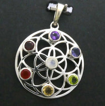 Load image into Gallery viewer, Chakra Pendant | Seed of Life | Amethyst, Carnelian, Garnet, Iolite, Peridot, Citrine, Blue Topaz | 925 Silver | Crystal Heart Melbourne Australia est 1986