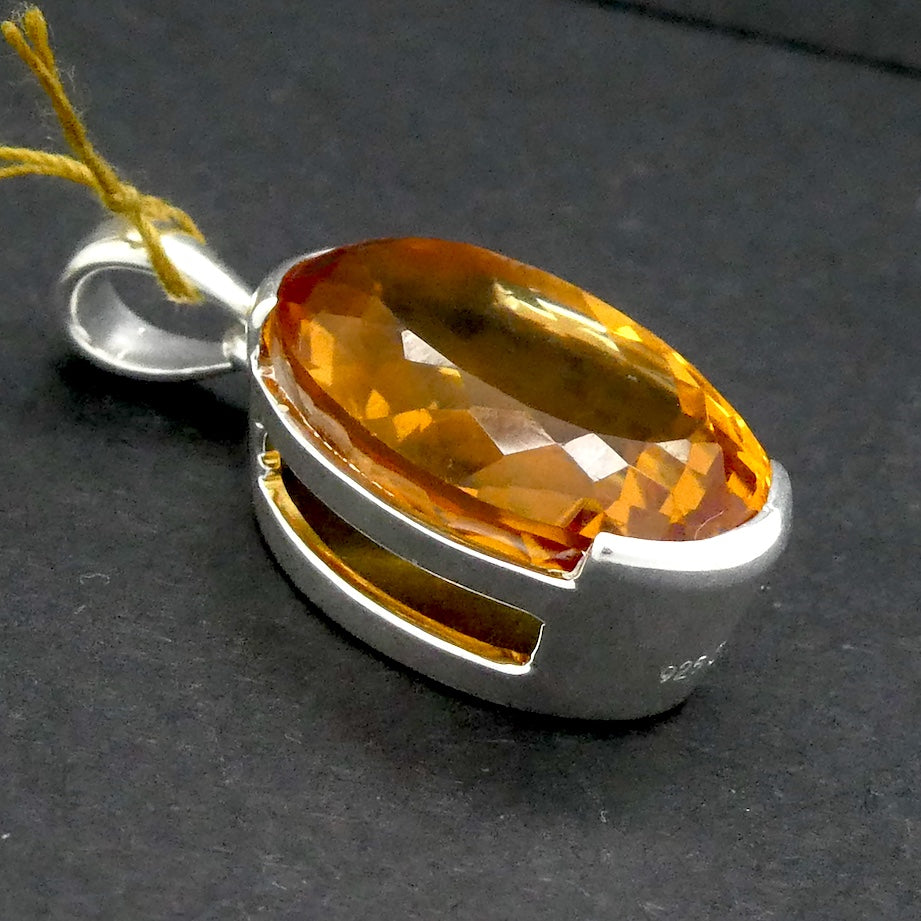 Citrine Gemstone Pendant | Faceted AAA oval | Deep natural honey | 925 Sterling Silver  | Genuine Gems from Crystal Heart Melbourne Australia since 1986
