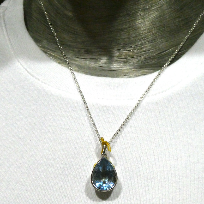 Blue Topaz Pendant | Flawless Faceted Teardrop | 925 Sterling Silver | Uplift Spirit | Clear Mental Fatigue | Crystal Heart Melbourne Australia since 1986