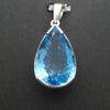 Blue Topaz Pendant, Faceted Teardrop, 925 Silver p1