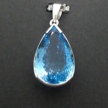 Load image into Gallery viewer, Blue Topaz Pendant, Faceted Teardrop, 925 Silver p1