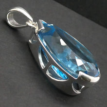 Load image into Gallery viewer, Blue Topaz Pendant, Faceted Teardrop, 925 Silver p1