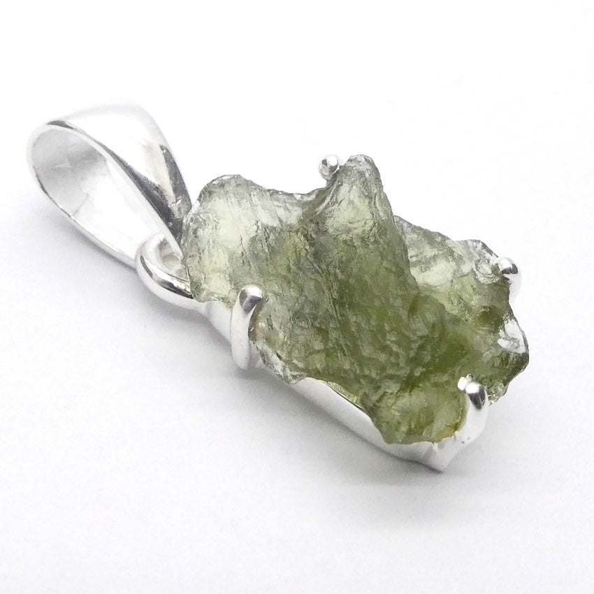 Moldavite Pendant | Raw Nugget | 925 Silver | Natural Green Obsidian | Intense Heart Transformation | Genuine Gems from Crystal Heart Melbourne Australia 1986