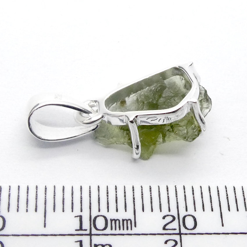 Moldavite Pendant | Raw Nugget | 925 Silver | Natural Green Obsidian | Intense Heart Transformation | Genuine Gems from Crystal Heart Melbourne Australia 1986