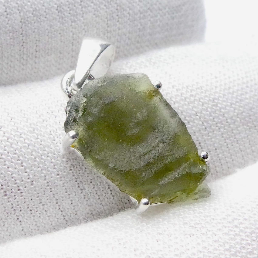 Moldavite Pendant | Raw Nugget | 925 Silver | Natural Green Obsidian | Intense Heart Transformation | Genuine Gems from Crystal Heart Melbourne Australia 1986