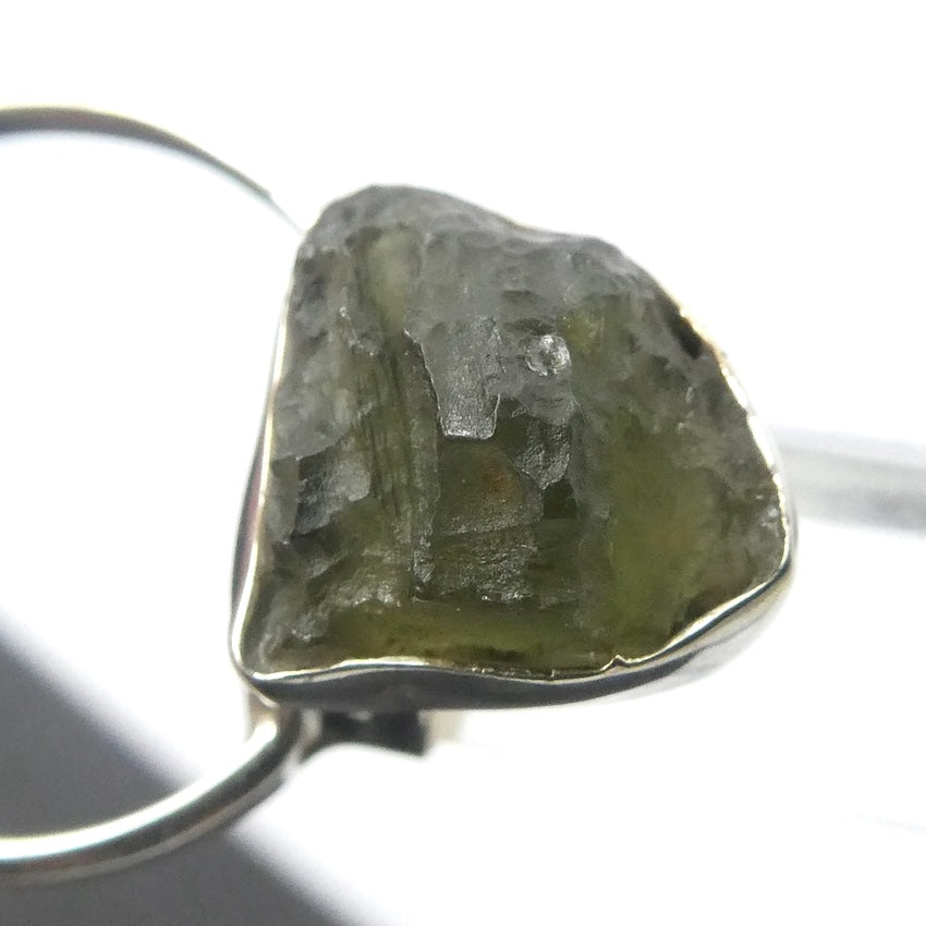 Raw Moldavite Nugget Pendant On Clear Quartz Point | 925 Sterling Silver | Genuine Gems from Crystal Heart Melbourne Australia since 1986 